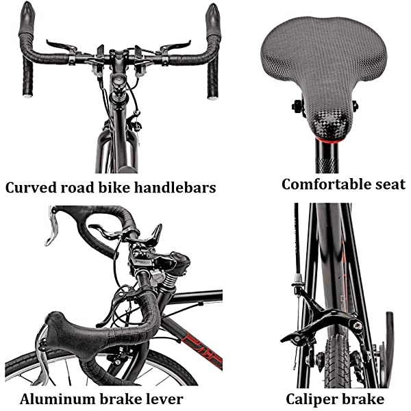 Eurobike 21 Speed Shifting System Road Bike 49/54/56 cm Frame 700C Wheel Adult Road Bicycle Black/white 30rim 54cm