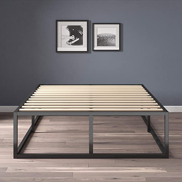 ZINUS Joseph Metal Platforma Bed Frame / Mattress Foundation / Wood Slat Support / No Box Spring Needed / Sturdy Steel Structure, Queen Queen 14 Inch