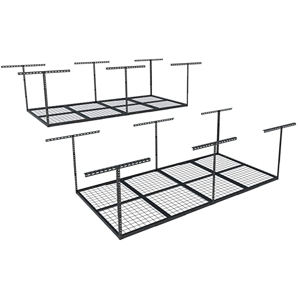 FLEXIMOUNTS 4x8 Overhead Garage Storage Rack Adjustable Ceiling Garage Rack Heavy Duty, 96