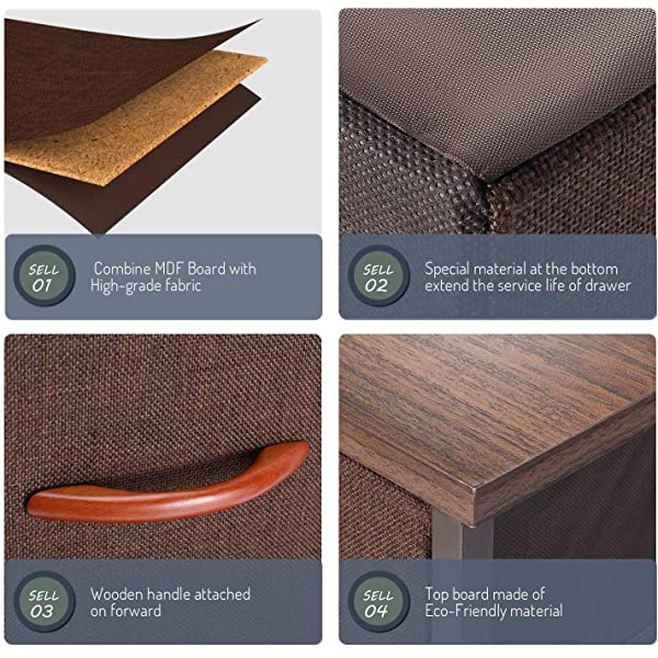 ROMOON Dresser Organizer with 5 Drawers, Fabric Storage Drawer Unit, Dresser Tower for Bedroom, Hallway, Entryway, Closets, Nursery - Wide Espresso