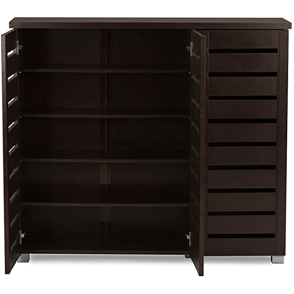 Wholesale Interiors Baxton Studio Adalwin Modern and Contemporary 3-Door Dark Brown Wooden Entryway Shoes Storage Cabinet