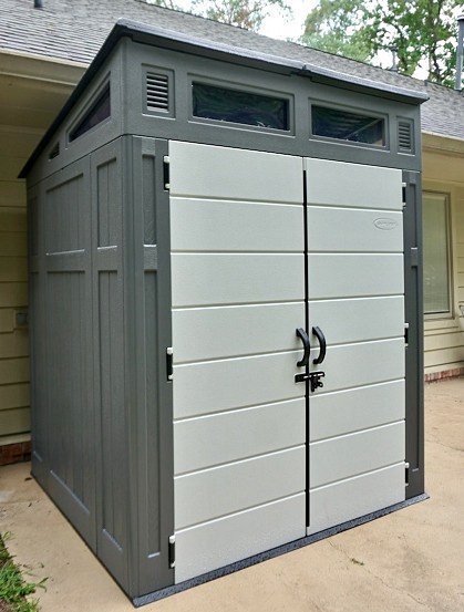 6' x 5' Suncast Modernist Plastic Garden Storage Shed - Peppercorn (1.89m x 1.73m)