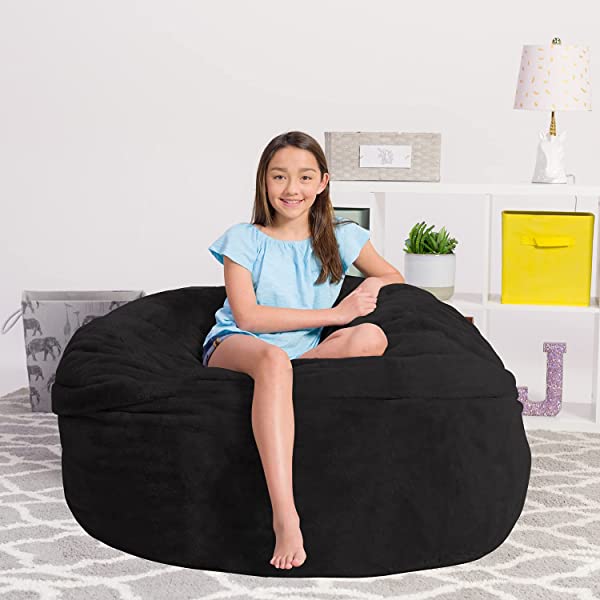 Chill Sack Bean Bag Chair: Giant 5' Memory Foam Furniture Bean Bag - Big Sofa with Soft Micro Fiber Cover - Navy Microsuede - Navy