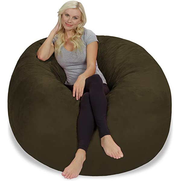 Chill Sack Bean Bag Chair: Giant 5' Memory Foam Furniture Bean Bag - Big Sofa with Soft Micro Fiber Cover - Navy Microsuede - Navy