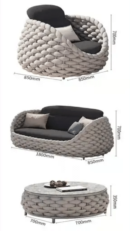 Outdoor rattan sofa terrace garden living room indoor and outdoor rattan furniture three-piece combination
