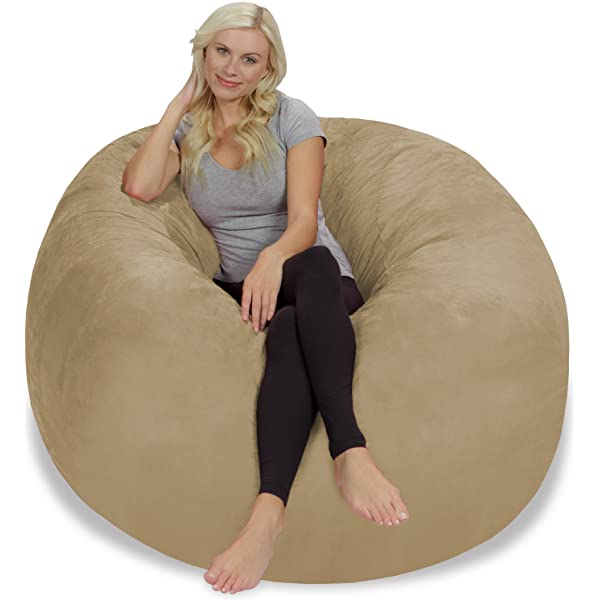Chill Sack Bean Bag Chair: Giant 5' Memory Foam Furniture Bean Bag - Big Sofa with Soft Micro Fiber Cover - Navy Microsuede - Navy