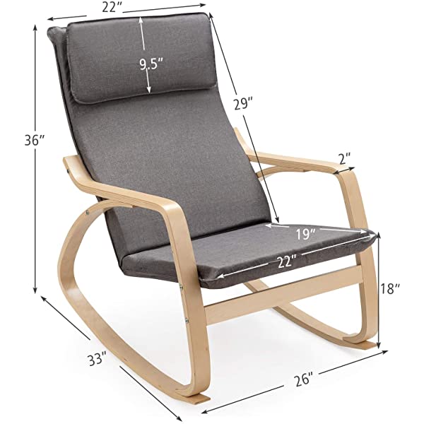 Giantex Rocking Chair with Removable Upholstered Cushion, Stable Wooden Frame Relaxing Modern Leisure Armchair Suitable for Living Room, Bedroom, Balcony, Nursery Room Ergonomic Chair(1, Beige) 1 Beige