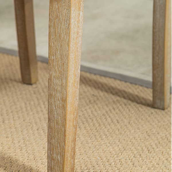 Roundhill Furniture Collection Habitanian Solid Wood Dining Table with 6 Button Tufted Chairs, Gray, Grey