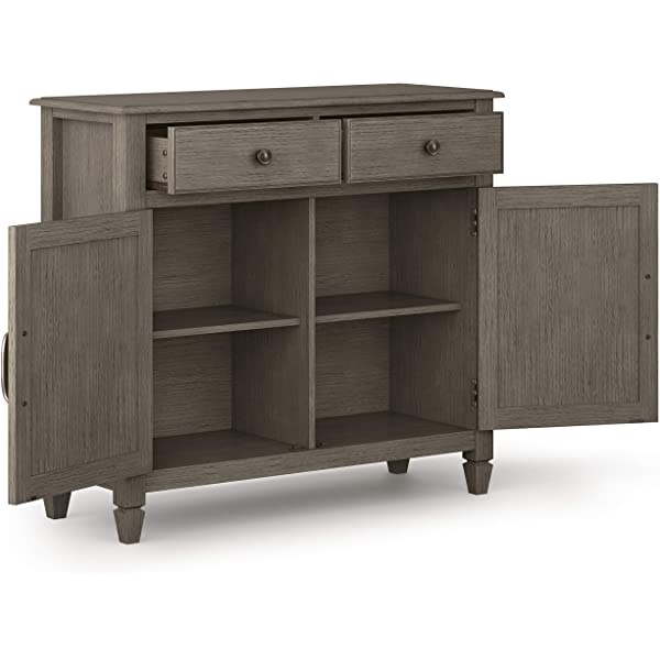 SIMPLIHOME Connaught SOLID WOOD 40 inch Wide Transitional Entryway Storage Cabinet in Dark Chestnut Brown, with 2 Drawers, 2 Doors, Adjustable Shelves