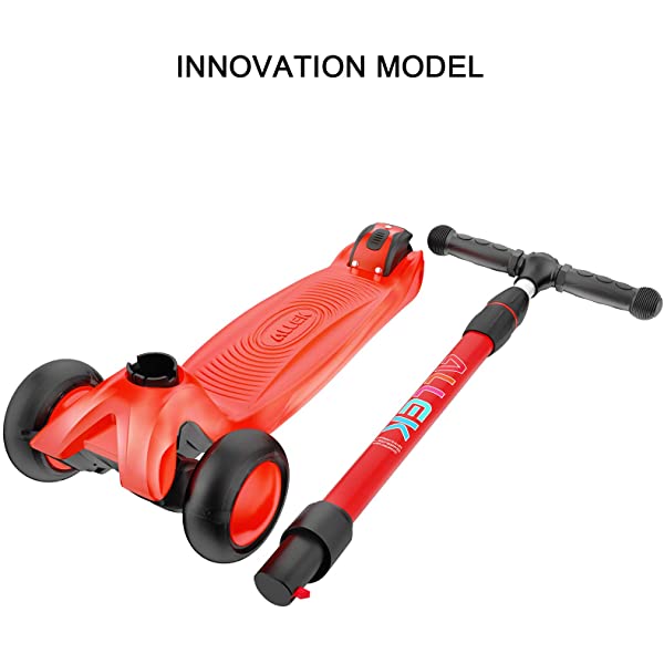 Allek Kick Scooter B03, Lean 'N Glide 3-Wheeled Push Scooter with Extra Wide PU Light-Up Wheels, Any Height Adjustable Handlebar and Strong Thick Deck for Children from 3-12yrs (Rose Pink)