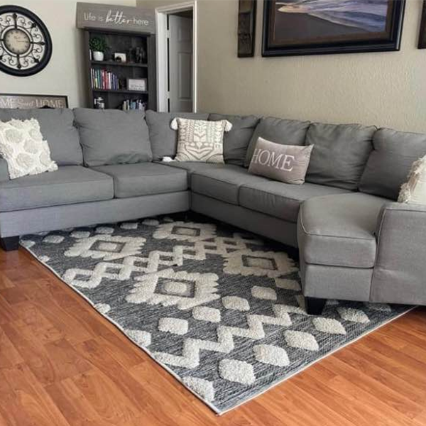 Modern Large Set L-shaped microfibre sofa with double-sided lounge Ottoman for living room furniture