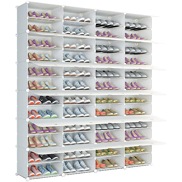 KOUSI Portable Shoe Rack Organizer 24 Pair Tower Shelf Storage Cabinet Stand Expandable for Heels, Boots, Slippers, 6 Tier White 32