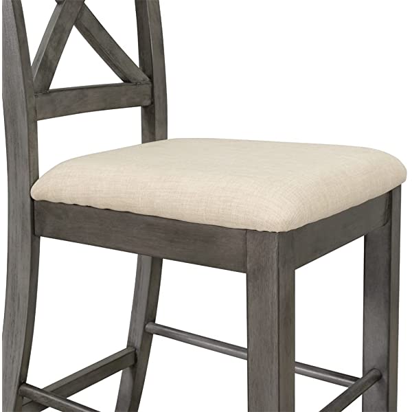 Wood 5 Pcs Counter Height Dining Table Set with 4 Upholstered Chairs,Kitchen Dining Table Set for Dining Room, Kitchen, Dinette, Compact Small Space,4 Chairs and Table Furniture Set