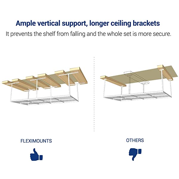 FLEXIMOUNTS 4x8 Overhead Garage Storage Rack Adjustable Ceiling Garage Rack Heavy Duty, 96