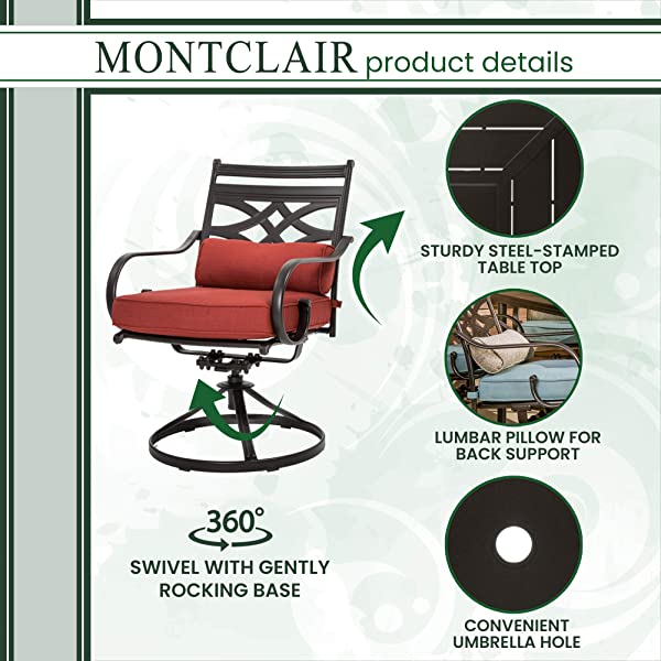 Hanover MCLRDN5PCSQSW4-CHL Montclair, Red Outdoor Furniture