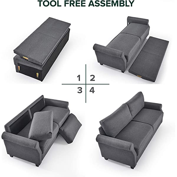 ZINUS Josh Loveseat Sofa / Easy, Tool-Free Assembly, Beige Beige Loveseat Sofa